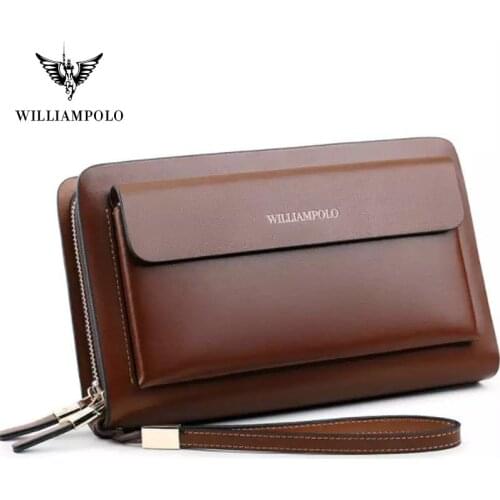 Brand business Mens Clutch Bags Real Leather Phone Credit Card Organizer Large Wallet 2019 Fashion Zipper Hand Bag