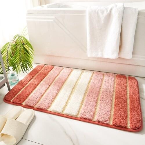 Color Striped Bathroom Rug Home Entrance Mat Decoration Shower Room Water Absorbent Foot Pad Bathtub Side Non Slip Floor Mat