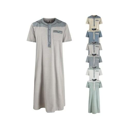 Men Long Robes Arab Muslim Fashion Karftan Dubai Saudi Arabia Solid Casual Islamic Clothing for Man Arabic Jubba Thobe S-3XL