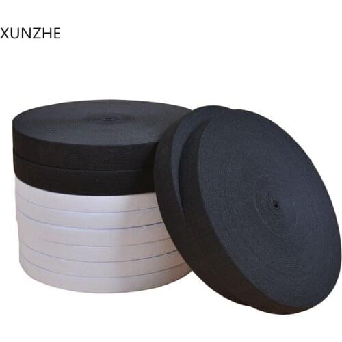 XUNZHE 20MM/40m White and Black Colored Soft Knit Braided Elastic Webbing Band For Sewing Garment Accessories
