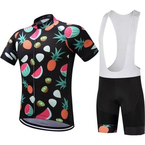 Newest Outdoor Summer Anti-UV Men Cycling Jersey Sets Maillot Ropa Ciclismo funny fruit Bicycle Jersey Bike Cycling Clothing