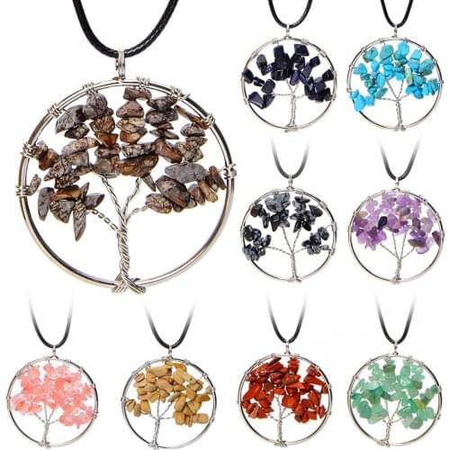 New Rainbow 7Chakra Necklaces Hand-knit Beaded Natural Stone Pendant Necklace Soul Charm Necklace Women Gifts