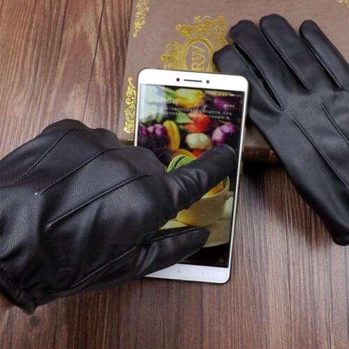 Genuine Leather Men Gloves Autumn Winter Plus Thin Supplies Glove For Driving Fashion Elegant Velvet Leather Warm Trend Mal C8X9