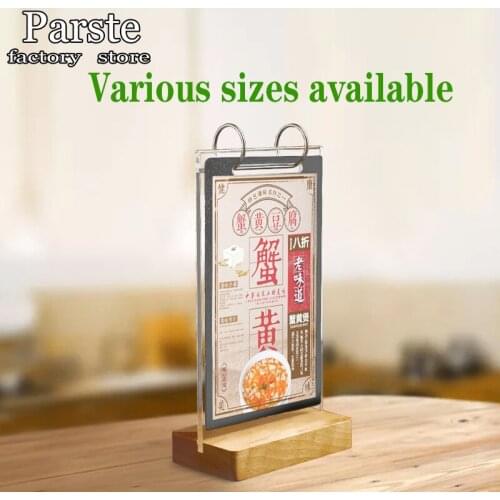 Solid Wood Flop Display Stand Event Page Table Sign Ordering Meal Acrylic Promotional Display Supplies Coffee Shop Menu
