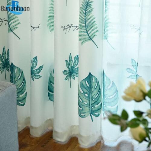 Hot Sale Dormitorio Curtains in the Living Room Printed Banana Leaf Tulle American For Bedroom Window Treatments