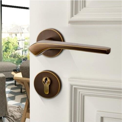 Light Luxury Brass Bedroom Door Handle Lock High-end Mute Security Door Locks Interior Silent Split Lockset Furniture Hardware