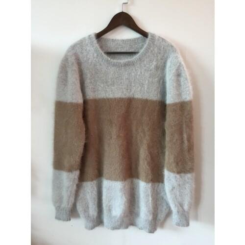 New genuine mink cashmere sweater men pure cashmere stripe sweater pullovers mink sweater free shipping Wholesale price