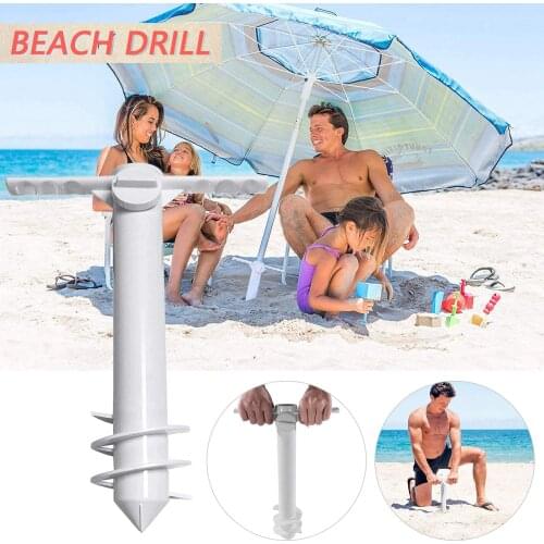 Outdoor Umbrella Base Adjustable Plastic Sun Beach Patio Umbrella Sand Ground Fixing Tools Anchor Stand Spike Auger Keep Hold