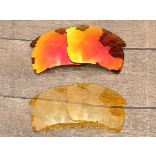 Vonxyz 2 Pairs Ruby Mirror & Yellow Polarized Replacement Lenses for-Oakley Flak 2.0 XL Frame