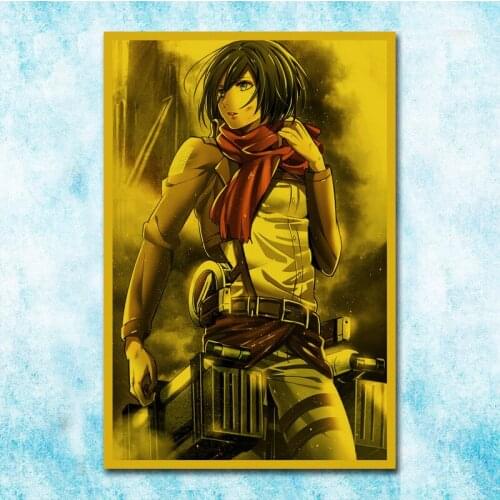 Japanese Anime Attack On Titan Poster Eren Jaege Mikasa·Ackerman Art Silk Canvas Retro Print For Home Room Decor-046