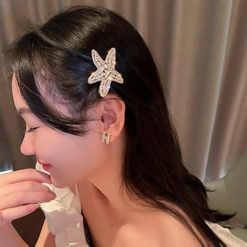 Fashion Crystal Star Feather Elegant Women Barrettes Hair Clip Hairgrips Hair Pin Hair Accessories Rhinestone Hairpin for Girls