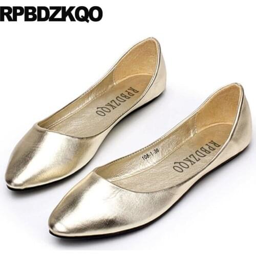 Large Size Wide Fit Shoes Ladies 10 Silver Designer Slip On Women Chinese 11 Gold 33 2021 Flats China Green Fashion Pointed Toe