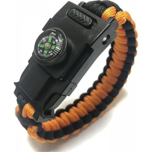 Women Multi-function survival paracord Bracelet Outdoor Camping Rescue Emergency Rope Bracelet Compass Whistle