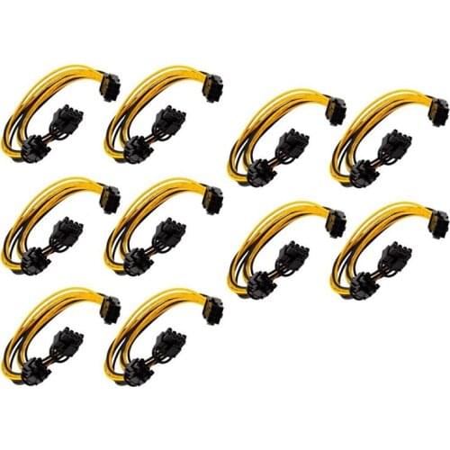 10Pcs 6Pin to 2X8Pin(6+2)Pin Power Cable 6 Pin PCI E to 2XPCIe 8 (6+2) Pin Graphics Video Card PCI-E VGA Power Cable