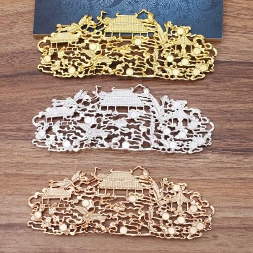 2 PCS 64*166mm Metal Alloy Gold/Silver color Palace Connectors Charm DIY Accessories For Jewelry Making