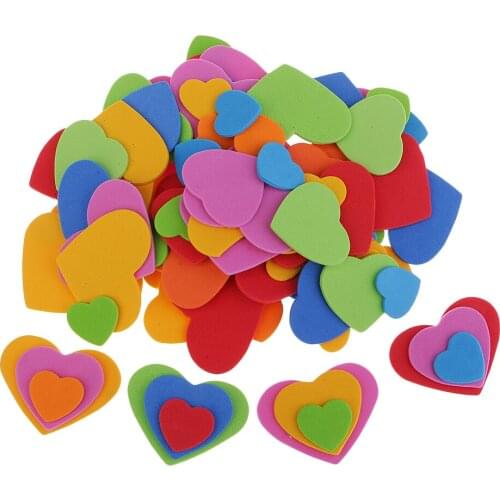 200 Pieces Assorted EVA Foam Heart Pieces for Wedding Party Decoration DIY Crafts Material Supplies