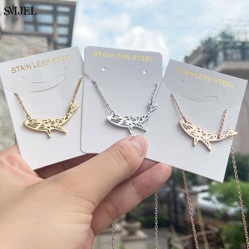 2021 Bohemian Whale Necklaces for Women Cute Origami Ocean Animal Jesus Fish Necklace Jewelry Party Gifts Accessories