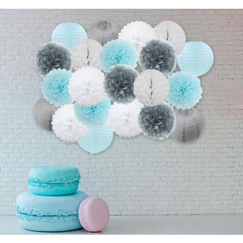 21Pcs/Set DIY Foldable Party Lantern Round Paper Flower Hanging Lantern Set Wedding Decor