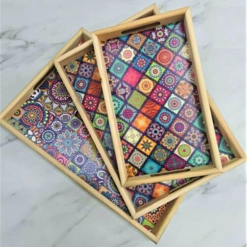 3'lü Tile design Tray Set