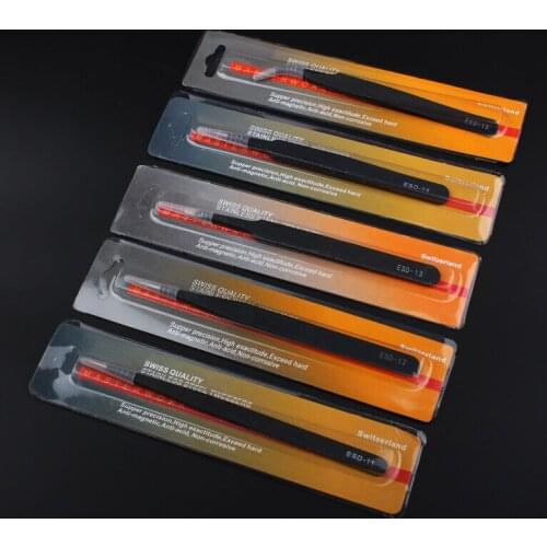 5PCS/set Anti-static electronic Tweezers Stainless steel tweezer clip W095