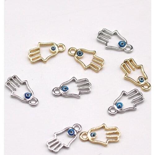 5pcs Minimalism Hollow Fatima Hand Earring Connector Charms Simple Evil Eye Necklace Bracelet Pendant Accessory For Jewelry Make