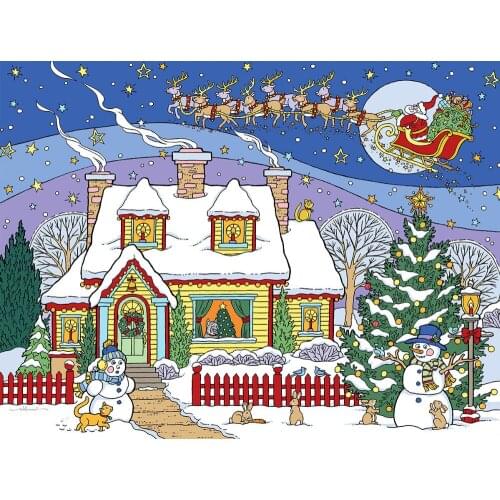 5D Diamond Painting "Cartoon Christmas House & Snowman Santa" Cross Stitch Kits Diamond Embroidery Full Mosaic Craft Home Decor