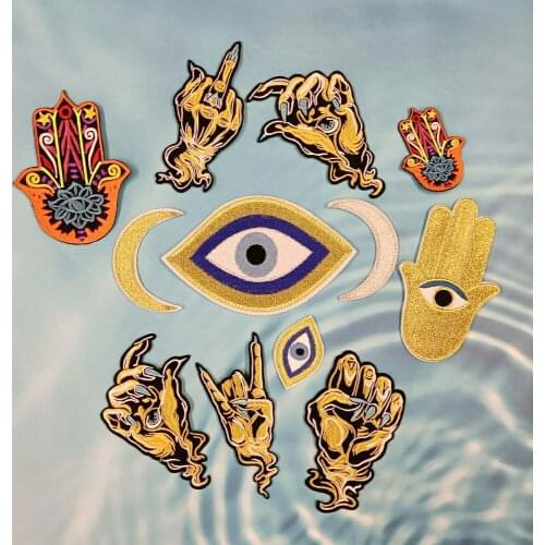Garment accessory iron-on embroidery eyes moon palm claw cartoon patches for clothing PA-23