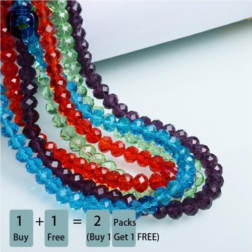 Buy 1 Get 1 Free Mixed Colors 4mm Rondelle Austria faceted Crystal Glass Beads Loose Spacer Beads for Jewelry Making
