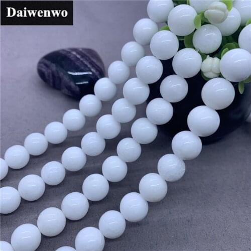 White China Stone Beads Round 4-12mm Gemstone Loose Spacer DIY Jewelry Bracelet
