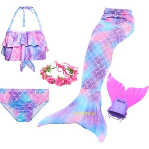 Children Swimming Suit Mermaid Tails for Swimming Swimmable Swimwear Girls Swimsuit Bikini Sets Bathing Suit Kids Girl Costumes