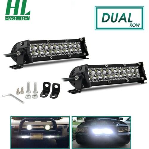HAOLIDE 2x Dual Row 7Inch Led Light Bar SPOT Offroad Driving 4WD Truck ATV Car Light Excavator 12V 24V Work Lights