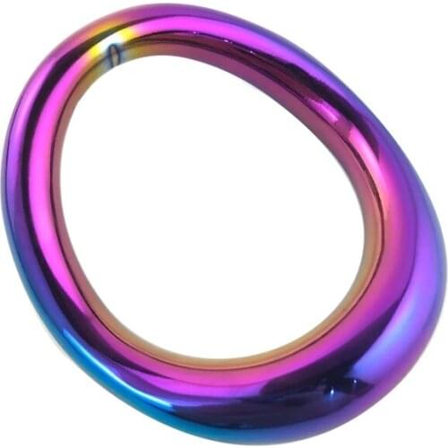 Stainless Steel Colorful Curved Surface Cock Ring Male Penis Ring Scrotum Bondage Pendant Delay Ejaculation Dick Sex Toy For Man