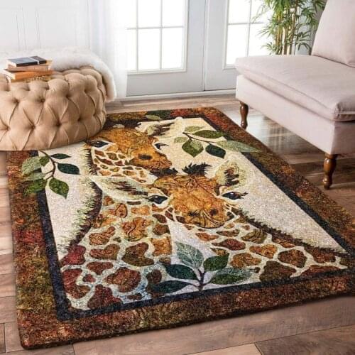 Giraffe 3D Printed Carpet Mat for Living Room Doormat Flannel Print Bedroom Non-slip Floor Rug 02