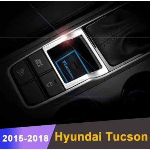 For Hyundai Tucson 2015 2016 2017 2018 Stainless steel Car Handbrake Decoration Trim Water Cup cover trim Interior accessories