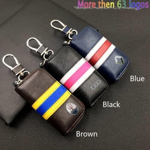 KUNBABY 10pcs/lot Top Leather Car Key Case Cover Key Chains Holder Key Wallet For All Car Models Free Shipping