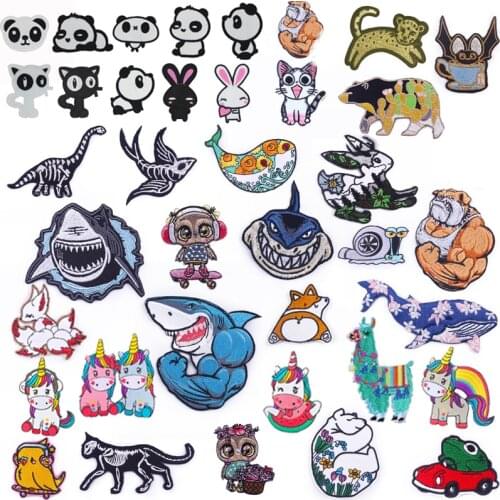 Cute Animal Patch for Clothing Iron on Embroidered Sewing Applique Cat Dog Patches Sew on Fabric Badge DIY Apparel Accessories