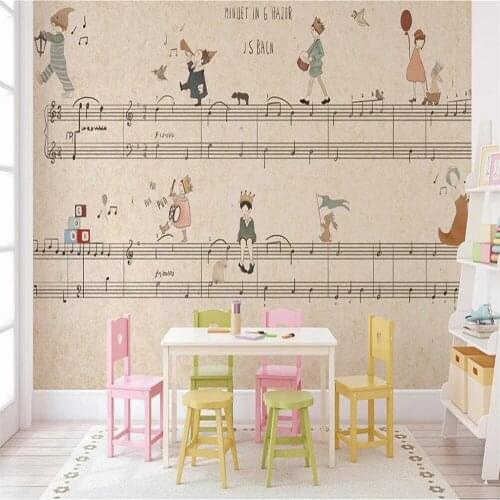 Milofi custom 3D wallpaper mural hand-painted cartoon music background wall note child decoration painting wallpaper