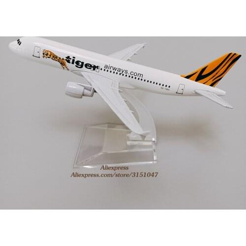 Alloy Metal Air Singapore Tiger Airways A320 Diecast Airplane Model Tiger Airbus 320 Airlines Plane Model Aircraft Gifts 16cm