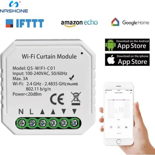 WiFi Smart Curtain Switch Module Roller Blinds Shutter Motor Smart Life Tuya APP Remote Control Work with Alexa Google Home