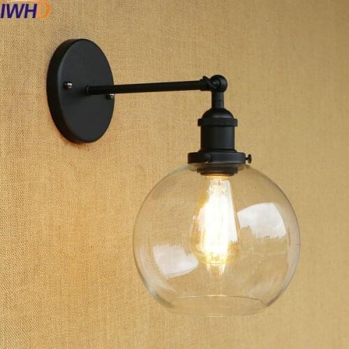 IWHD Glass Ball Retro Vintage Wall Light Fixtures Sconce Wandlamp LED Edison industrial Wall Lamp Loft Apliques Pared Lampen
