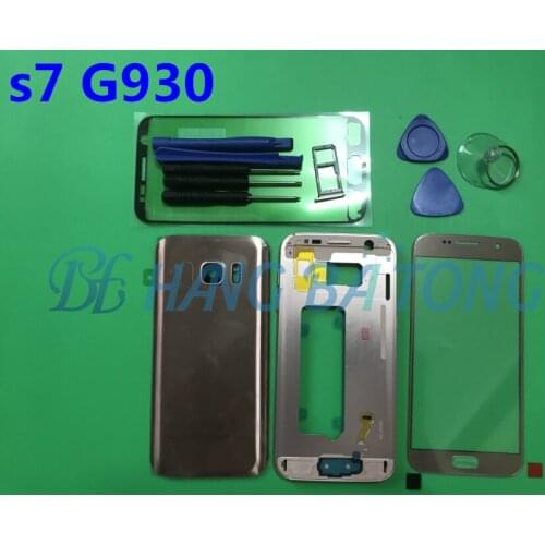 Original Full Housing Case Back Cover + Front Screen Glass Lens + Middle Frame For Samsung Galaxy S7 G930F G930 Complete Parts