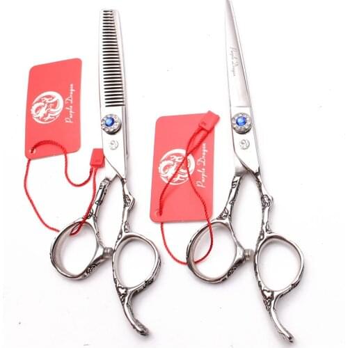 9002# 5.5" 16cm Purple Dragon Shiny 440C Barber Scissors Cutting Shears Thinning Scissors Professional Hair Scissors Plum Handle