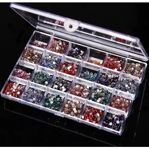 24 Grids Plastic Empty Nail Rhinestone Storage Box Organizer Case Transparent Nail Art Rhinestone Tips Jewelry Beads Container