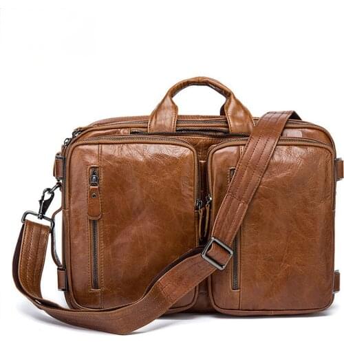 Briefcase first layer cowhide one-shoulder messenger bag multi-functional backpack mens business mens handbag