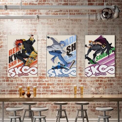 WTQ Japan Anime Posters SK8 The Infinity Canvas Painting Cartoon Retro Poster Wall Decor Wall Art Picture Room Decor Home Decor