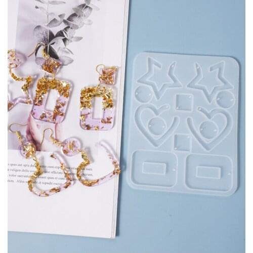 DIY Epoxy Earrings Pendant Mold Love Star Ear Hook Homemade Pendant Ornaments Silicone Resin Model Handmade Products Wholesale