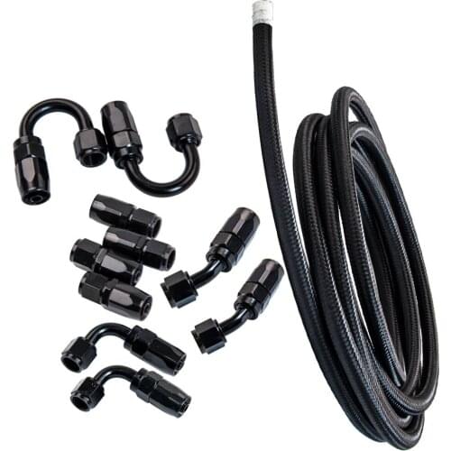 AN6 6AN 5M Nylon Steel Braided Oil Fuel Hose Line drain + Fittings End Adapter