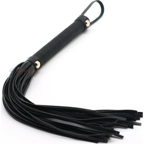 Smspade 39cm black PU light exquisite workmanship spanking whip flogger for couple bondage play adult sex toys