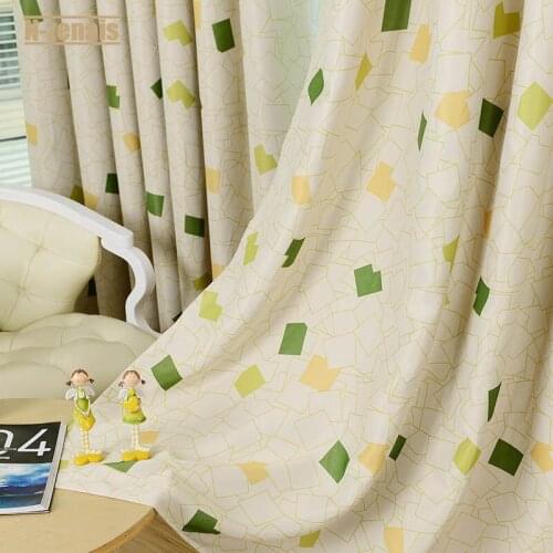 Modern Square Curtain for Living Room and Bedroom Shading Cloth Pastoral Left and Right Biparting Open High Shading(70%-90%)