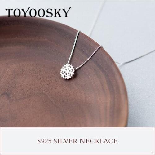 TOYOOSKY New 925 Sterling Silver Small Snow Necklace Girls Chain Clavicle Cute Art Accessories for Girlfriend Birthday Gift